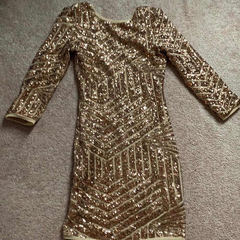 Gold sequin mini dress
